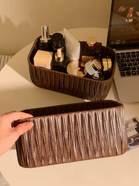 Ins Style Rattan Weave Storage Basket Desktop Cosmetic Mask Sundries Organizer Simple Living Room Storage Box