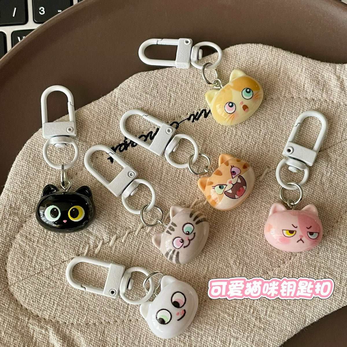 Cute Funny Expression Cat Keychain for Backpacks and Gifts