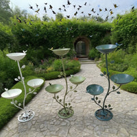 Outdoor Cast Iron Bird Feeder with 3 Trays and Pedestal for Garden Patio Decor