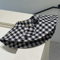 Foldable Gingham Sun Visor Hat with Wide Brim for Outdoor Protection