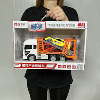 Large Flatbed Tow Truck Toy with Music and Story Functions for Kids, Roadside Assistance Engineering Vehicle