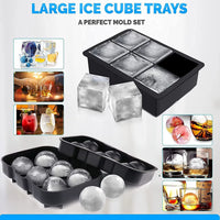 Silicone Ice Cube Tray with Lid for Whiskey Cocktails - Large Square, Round, and Rose Ice Molds
