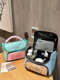 Large Capacity Portable Travel Cosmetic Bag for Skincare and Makeup Organization