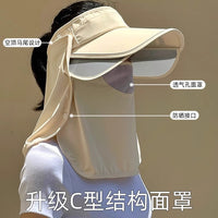 Summer UV Protection Sun Visor Hat with Full Face Mask for Outdoor Cycling