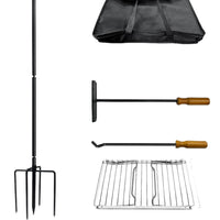 Foldable Stainless Steel Camping Fire Pit Grill with Griddle for Patio and Outdoor Cooking