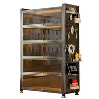 Household Glass Display Cabinet with Doors, Dustproof Bookcase for Living Room, Study, Collectibles Storage