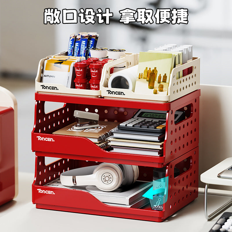 Desktop Beverage Holder Office A4 Paper Stationery Multi-layer Storage Rack Dormitory Sundries Organizer Box