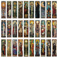 30 Pcs Stained Glass Tarot Card Bookmarks Vintage High-Value DIY Decorative Reading Markers