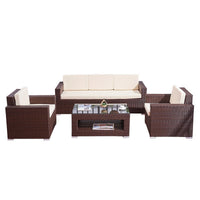 Outdoor Wicker Rattan Sofa Set for Patio Balcony Garden - 3-Piece Combination