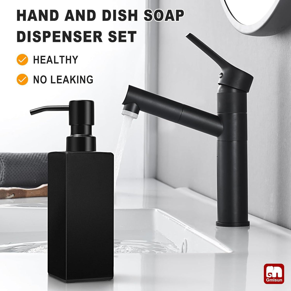 Glass Soap Dispenser with Stainless Steel Pump for Bathroom and Kitchen, Refillable Liquid Hand Soap Lotion Bottle