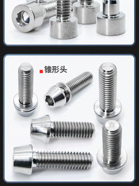 TC4 Titanium Alloy Tapered Head Bicycle Stem Bolts with Washers for Road and Mountain Bikes