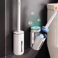 Disposable Toilet Brush with Wall-Mounted Holder and Scented Refills