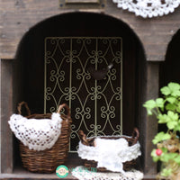 INS Vintage Iron Window Grille Ornament Miniature Dollhouse Garden Decor