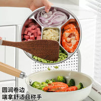 316 Stainless Steel Divided Prep Platter for Hot Pot, Snacks, and Fruits