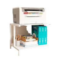 Desktop Printer Stand with Storage, 2-Tier Office Computer Host Rack, PC Tower Storage Cabinet