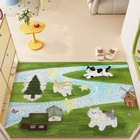 Cute Dog Park PVC Coil Mat for Entryway, Easy-Care Dustproof Entrance Rug, Customizable Size