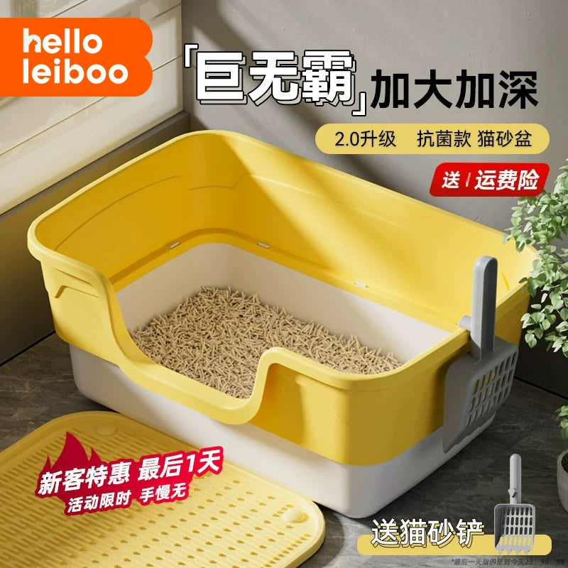 Extra Large Semi-Enclosed Cat Litter Box with Splash Guard for Kittens and Adult Cats