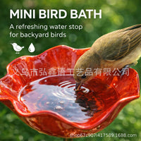 Garden Bird Feeder Waterer Stake, Artificial Flower Decorative Outdoor Yard Ornament