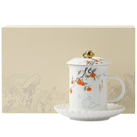 Ceramic Mug with Infuser and Lid, 400ml Tea Separation Cup for Office and Business Gifts