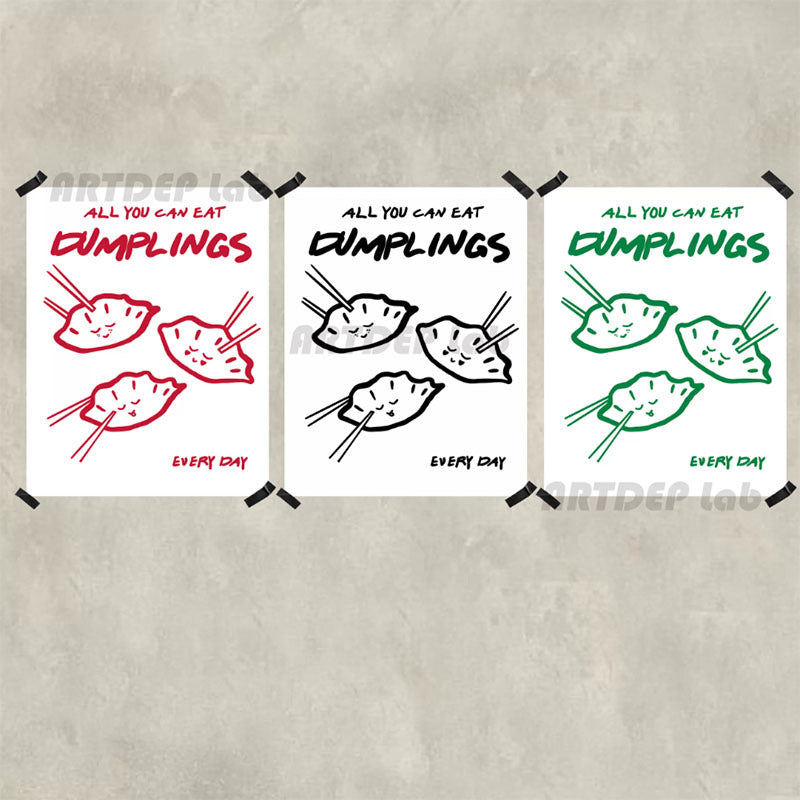 Hand-Drawn New Year Dumpling Illustration Poster for Wall Decor