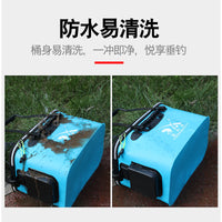Foldable EVA Fishing Bucket Live Fish Container Thickened Water Bucket with Shoulder Strap for Fishing Gear