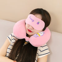 Memory Foam U-Shaped Travel Neck Pillow with Eye Mask Set for Office and Napping