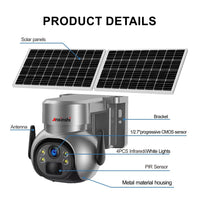 Outdoor Dual Solar Panel WiFi PTZ Battery Camera Wireless Low Power Long Standby Monitoring