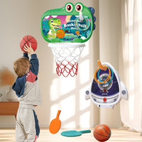 Kids Foldable Wall-Mounted Basketball Hoop Set for Indoor Outdoor Play, Boys Girls Toy