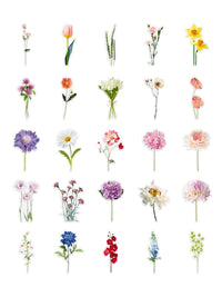 100 Sheets Vintage Botanical Flower Clear Stickers for Journaling, Decorating, and DIY Crafts
