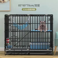 Large Indoor Cat Cage with Integrated Litter Box and Free Space