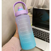 Large Capacity Sports Water Bottle with Straw - 2L Frosted Gradient Portable Drink Bottle for Men and Women