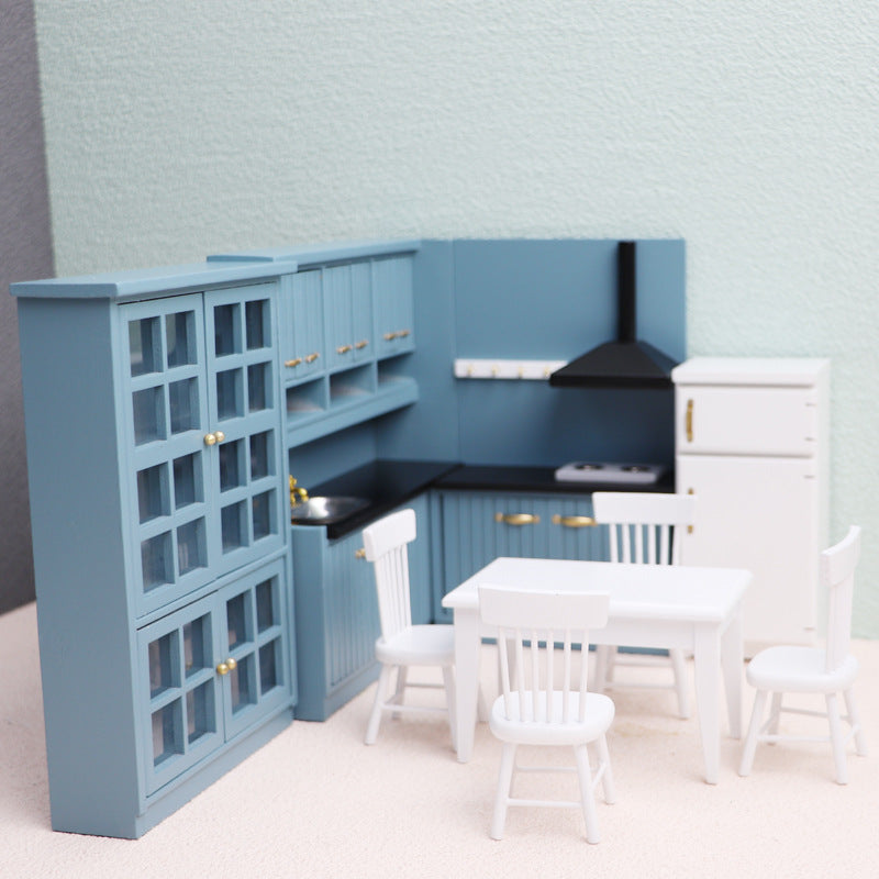 1:12 Dollhouse Miniature Kitchen Furniture Set Wooden Model