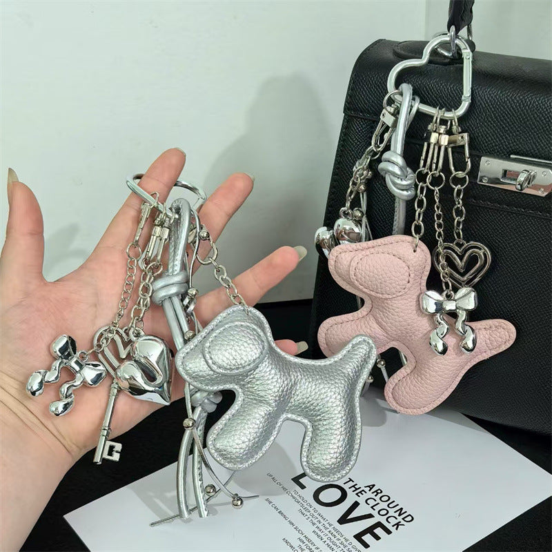 Ins Style Bowknot Heart Keychain for Bags