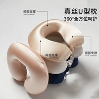 Jiasili Silk Travel Pillow and Eye Mask Set for Neck Support and Sleep