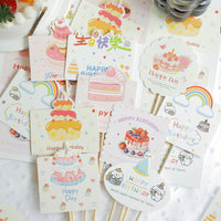 Cute Design Happy Birthday Handheld Sign Flower Bouquet Card DIY Florist Material