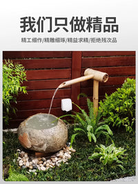 Japanese Garden Stone Basin Bamboo Water Feature Landscape Decor