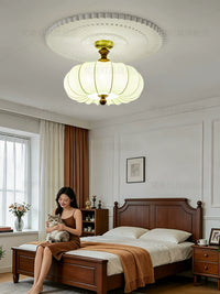French Vintage Fabric Ceiling Lamp for Living Room Bedroom Study