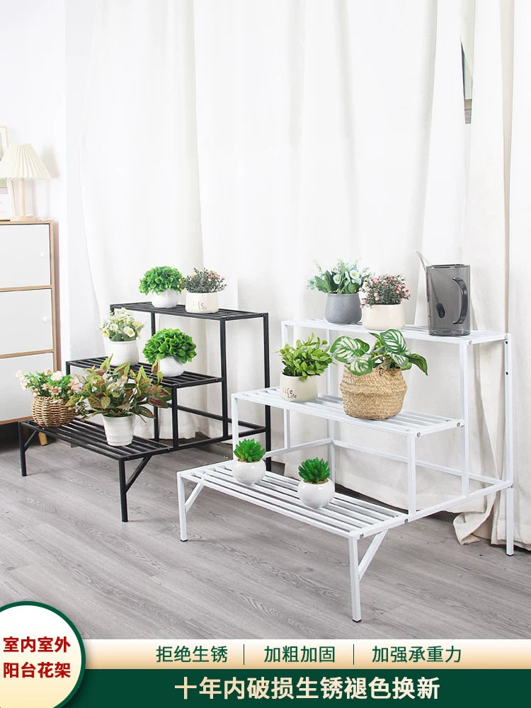 Multi-Tier Metal Plant Stand for Indoor/Outdoor Use, Rustproof Stair-Style Flower Pot Rack