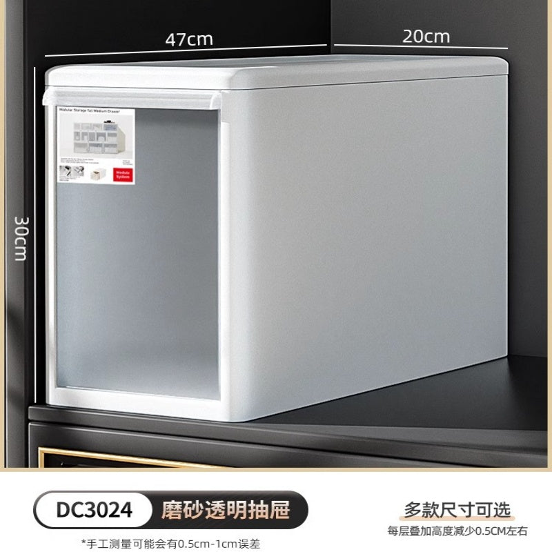 Slim Clear Plastic Storage Box with Drawer for Clothes and Underwear