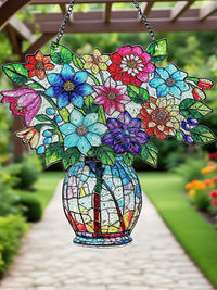 Decorative Stained Glass Wall Vase / Watering Can for Garden & Patio