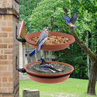 Hanging Bird Feeder and Waterer Tray Set for Garden and Outdoor Use