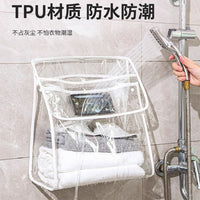 PVC Transparent Waterproof Hanging Shower Caddy Bag with Touch Screen Window for Dorm Bathroom