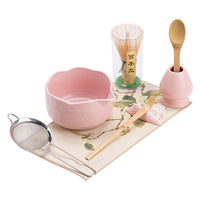 Sakura Matcha Tea Ceremony Set with Ceramic Bowl and Bamboo Whisk, 8-Piece Kit