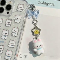 Cute Cat & Rabbit Beaded Keychain Phone Charm