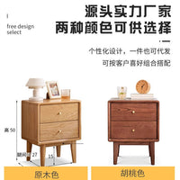 European Solid Wood Nightstand with Storage Drawer - Oak Wood Bedside Cabinet
