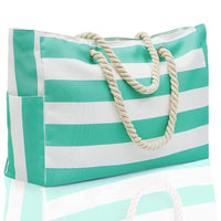 Bohemian Striped Canvas Beach Bag Large Capacity Travel Tote Shopping Handbag