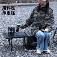 Outdoor Camping Storage Box with Foldable Aluminum Alloy Table Lid, Industrial Style Car Trunk Organizer