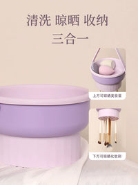 Silicone Makeup Brush Cleaning Bowl with Drying Rack - Gentle on Bristles, Multi-functional Sponge and Brush Washer
