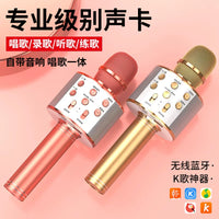 858 Bluetooth Karaoke Microphone with Integrated Speaker for Kids and Adults