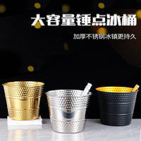 Luxury Hammered Stainless Steel Ice Bucket for Parties and Bars, Champagne and Wine Chiller